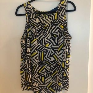 Navy blue, yellow and white Francescas tank